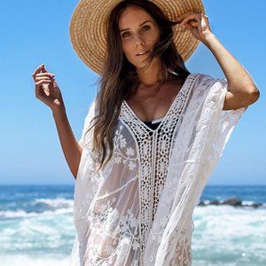 Cupshe White Lace Crochet Coverup